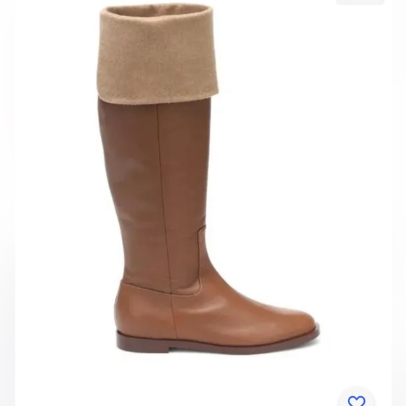 SOLD! Retail$1,185 MAX MARA Brigg Fold-over Leather Brown Boots. Sz:EU39/US8.5 - Picture 5 of 16